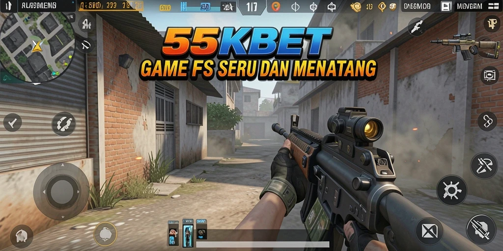 Tampilan gameplay menegangkan di 55KBET dengan aksi FPS.