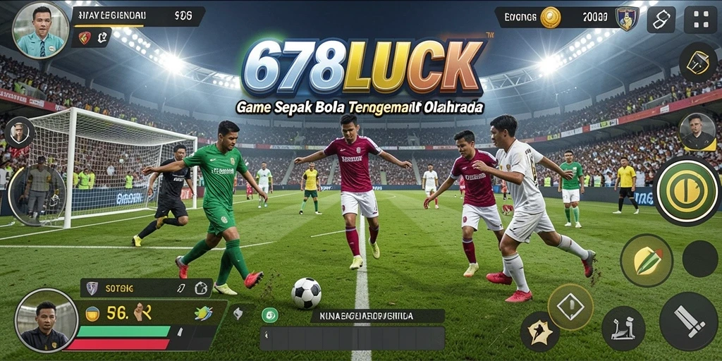 Screenshot utama 678LUCK menampilkan aksi seru dalam permainan sepak bola.
