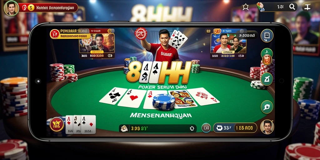 Gameplay Poker dalam 8HHH yang seru dan menegangkan.