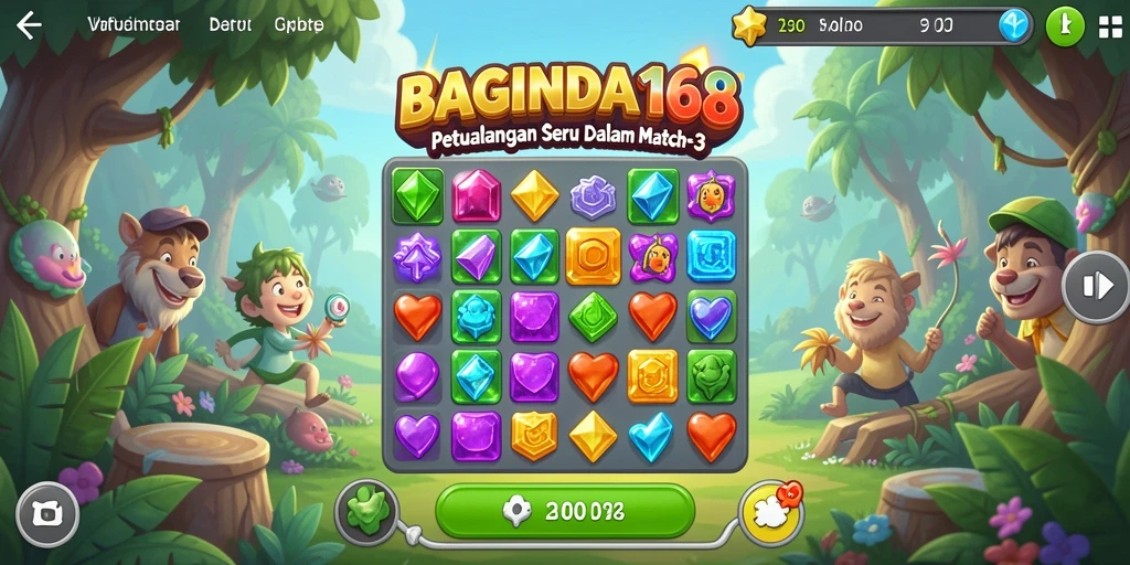 Screenshot gameplay BAGINDA168 yang menunjukkan aksi match-3 yang seru.