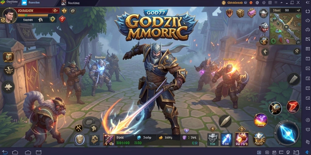 Screenshot gameplay GOD77 yang menampilkan aksi pertarungan seru dalam MMORPG.