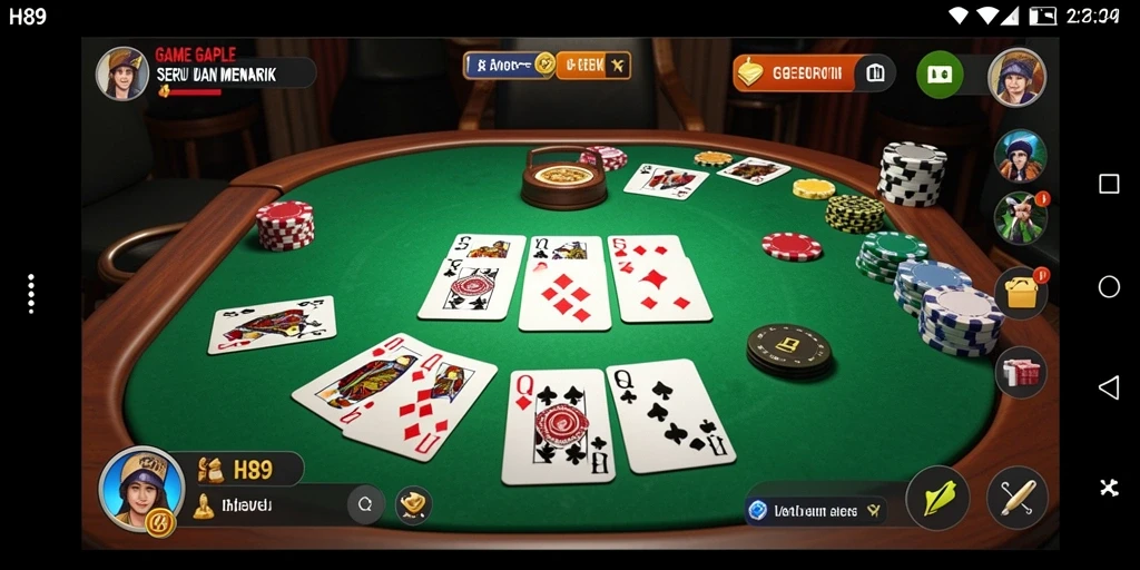 Tampilan gameplay seru dalam H89, menunjukkan momen kompetisi Gaple.