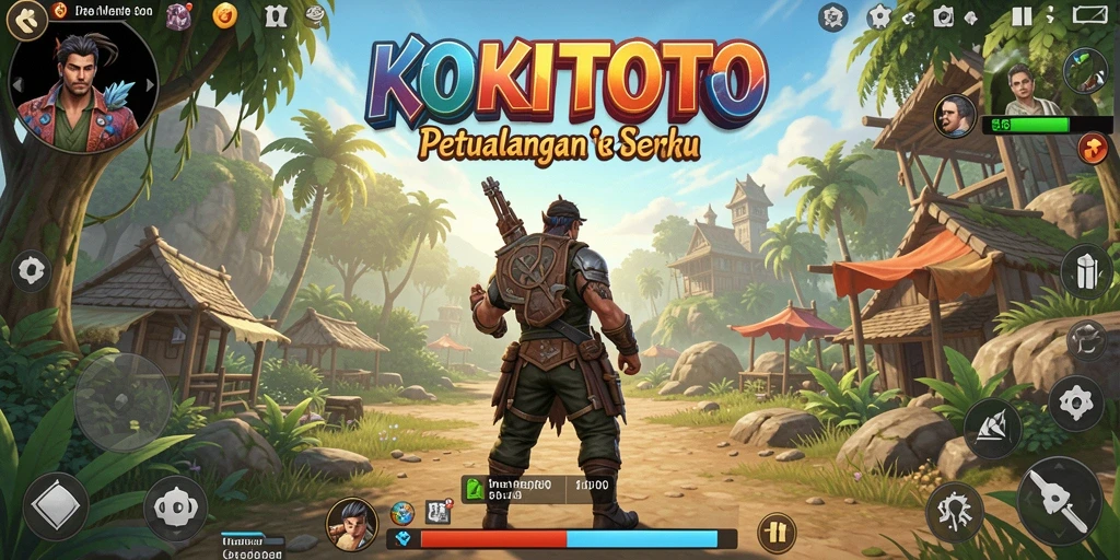 Gameplay KOKITOTO dengan pemandangan dunia terbuka yang indah.