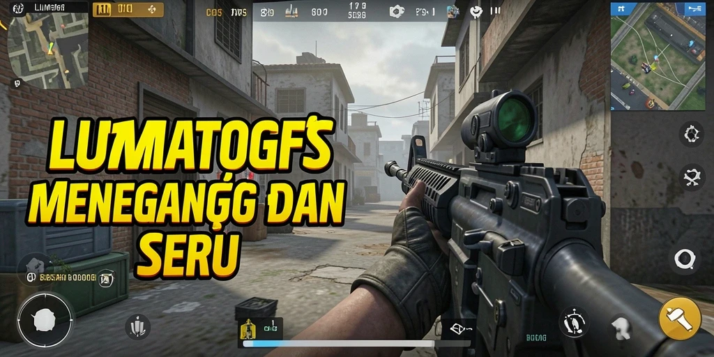 Gambaran gameplay LUNATOGEL yang menegangkan dalam pertempuran FPS.