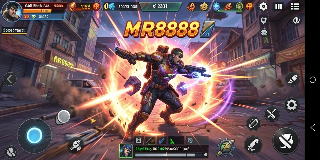 Screenshot MR888 menampilkan aksi cepat dalam gameplay yang mendebarkan.