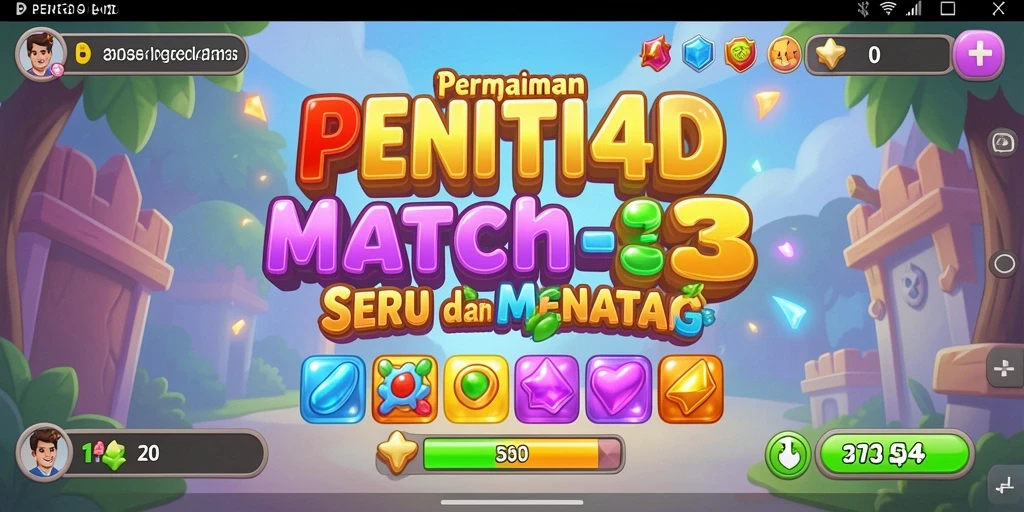 Tampilan gameplay seru PENITI4D dengan tantangan Match-3.