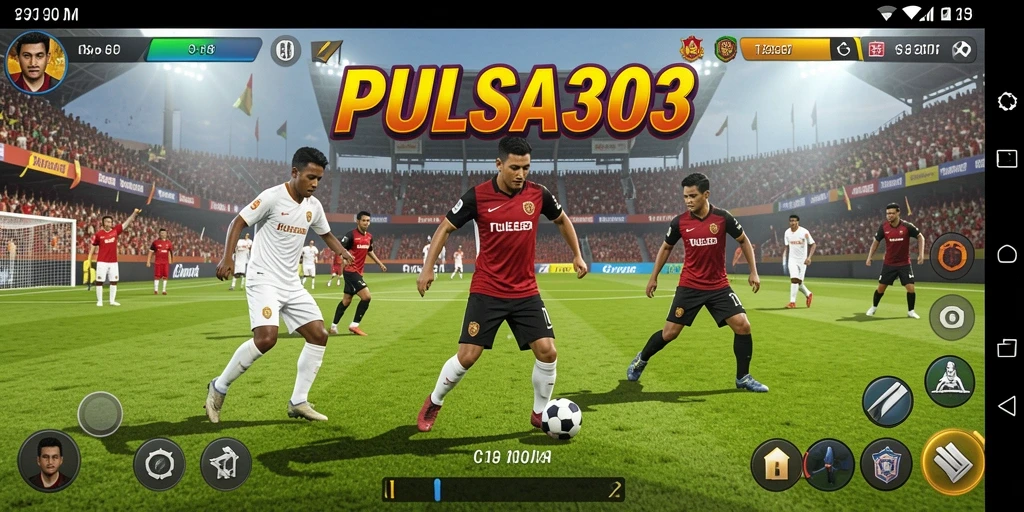 Tampilan gameplay PULSA303 yang menampilkan aksi sepak bola yang seru.