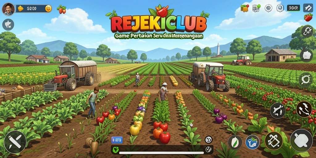 Tampilan gameplay menarik dari REJEKICLUB di ladang pertanian.