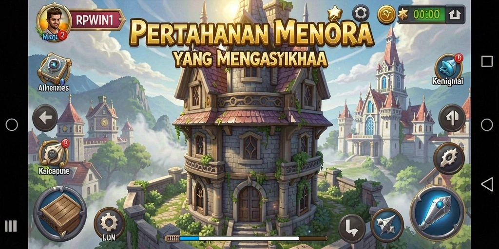 Tampilan gameplay menara yang strategis dan menantang.
