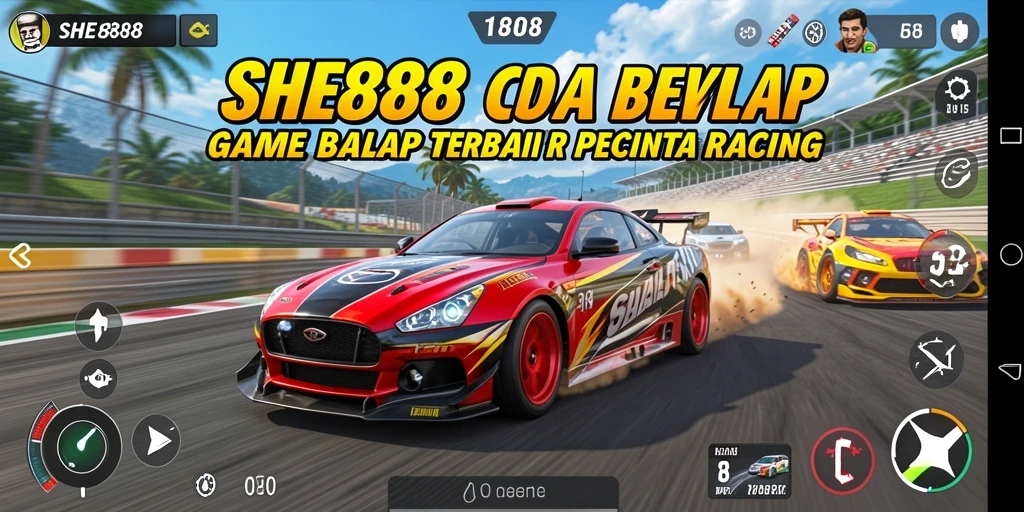 Screenshot utama SHE888 menampilkan aksi balapan yang mendebarkan dan grafis yang memukau.
